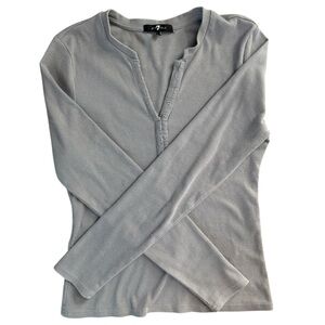 7 For All Mankind Ribbed Henley Shirt with Hook Closure – M